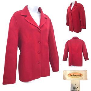 Talbots Red Oversized 100% Wool Jacket Sz. 6 Vintage 80's Chore Coat
